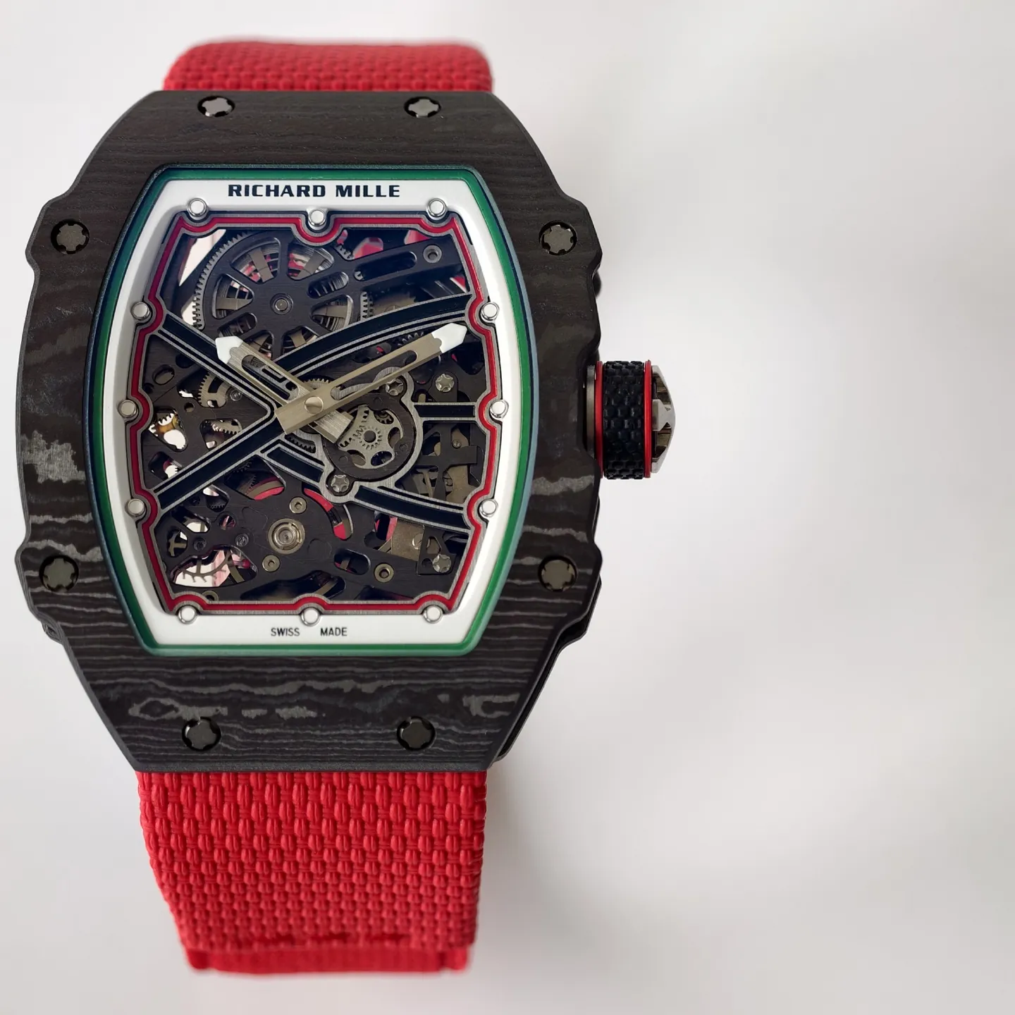 UMI Richard Mille RM 67-02 Extra Flat Italy Carbon TPT Skeleton Red Fabric Strap Replica Watch