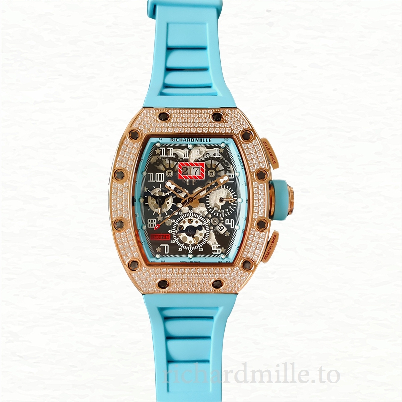 Richard Mille RM011 Men Mechanical Transparent Dial Watch Rubber Band