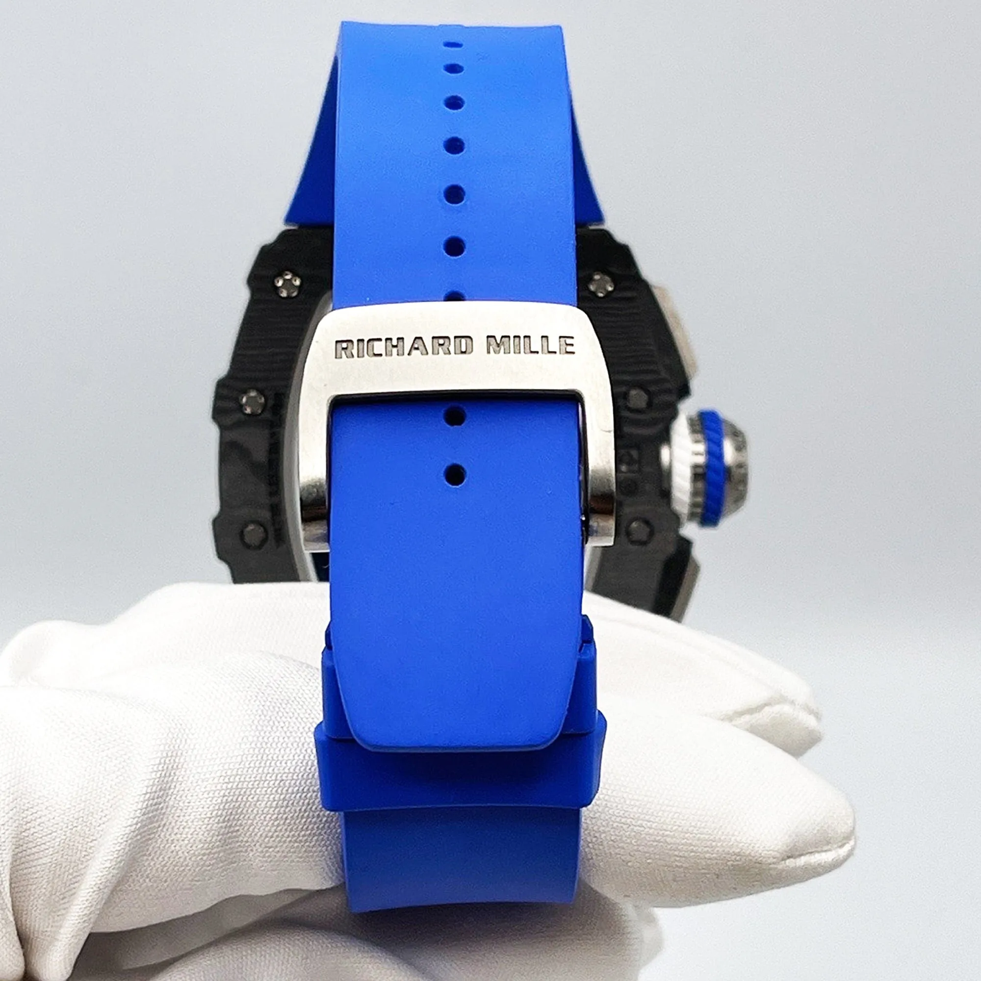 Richard Mille RM 11-04 Replica Skeleton Dial Blue Rubber Strap Luxury Sports Watch