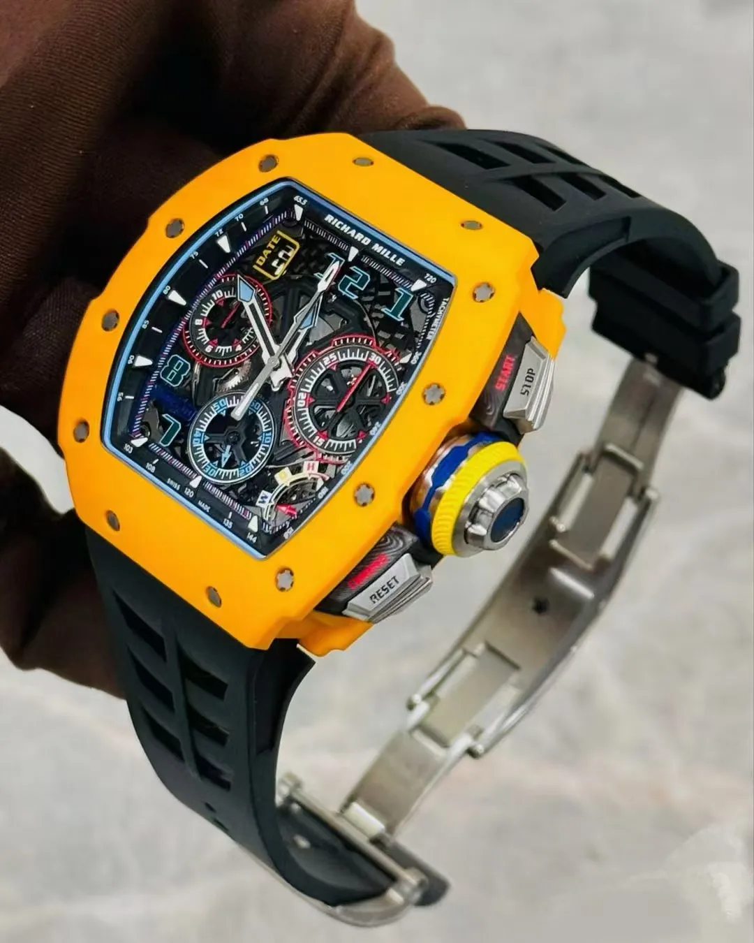 Replica Richard Mille RM 65-01 McLaren W1 Yellow Automatic Skeleton Watch