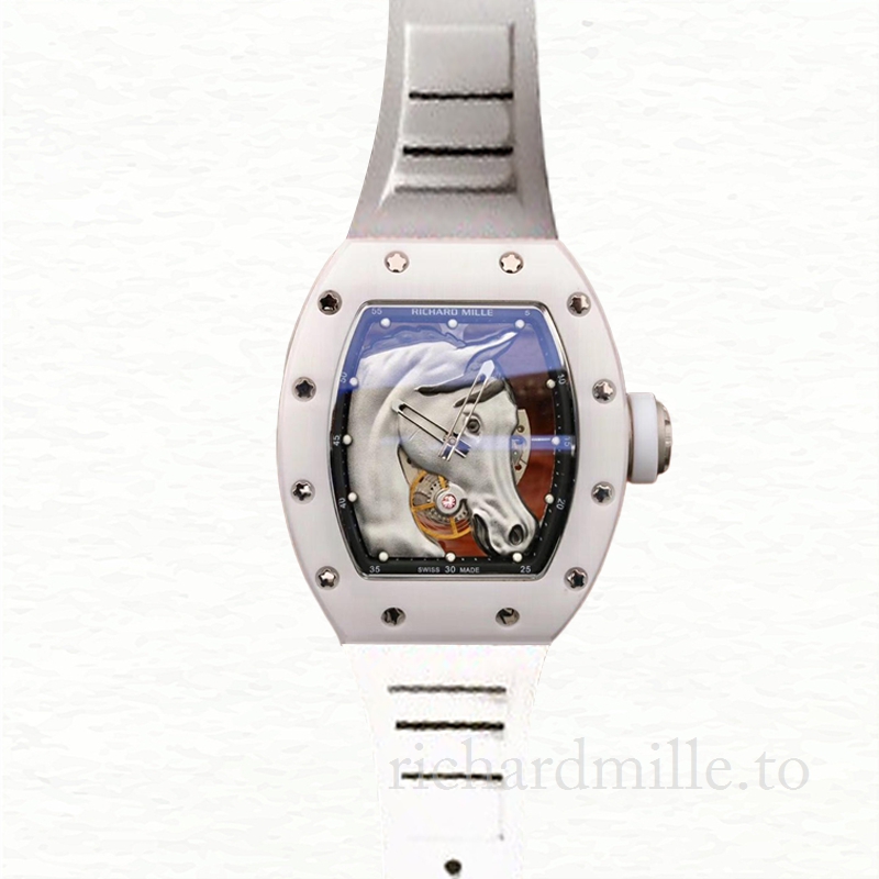Richard Mille RM52-02 Men Mechanical Rubber Band Watch Ceramics Bezel