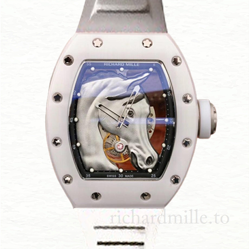Richard Mille RM52-02 Men Mechanical Rubber Band Watch Ceramics Bezel