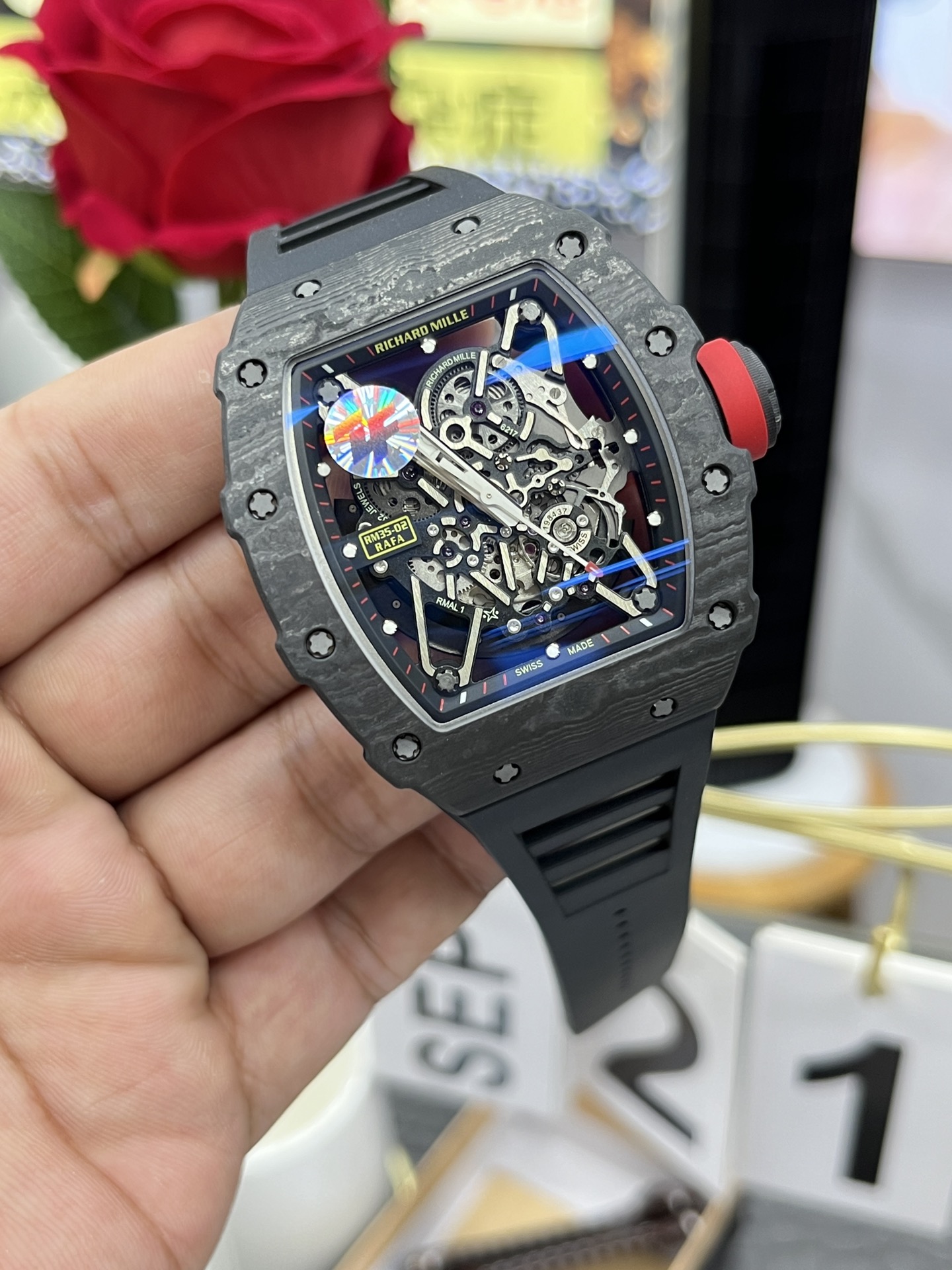 Best Richard Mille RM35-02 Carbon Fiber Skeleton Dial Swiss Replica Watch