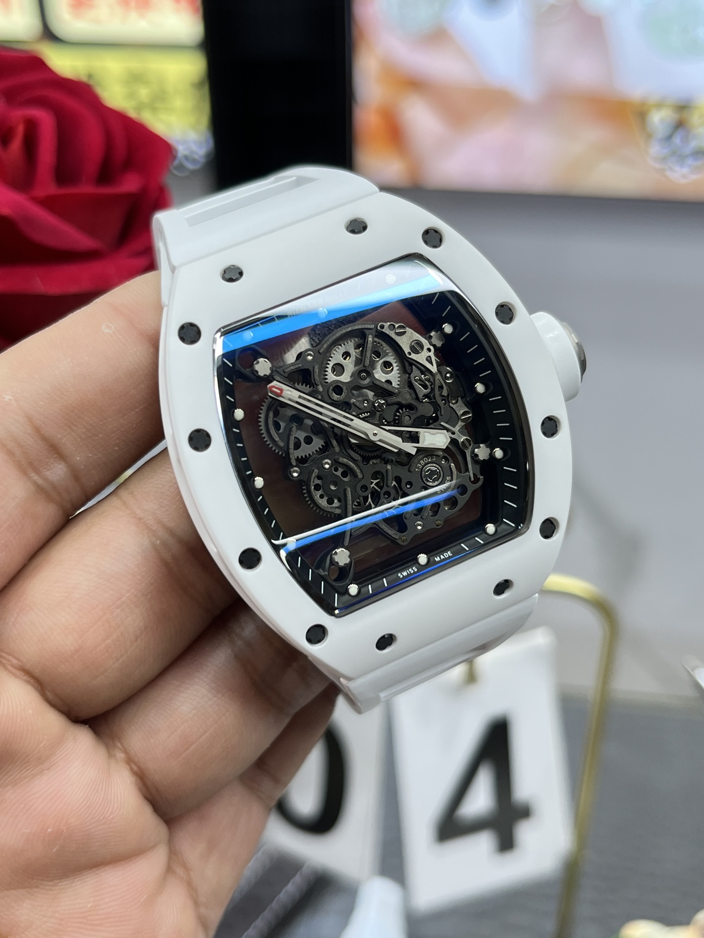 Richard Mille RM055 BBR White Ceramic Skeleton Swiss Replica Sports Watch, Super Clone