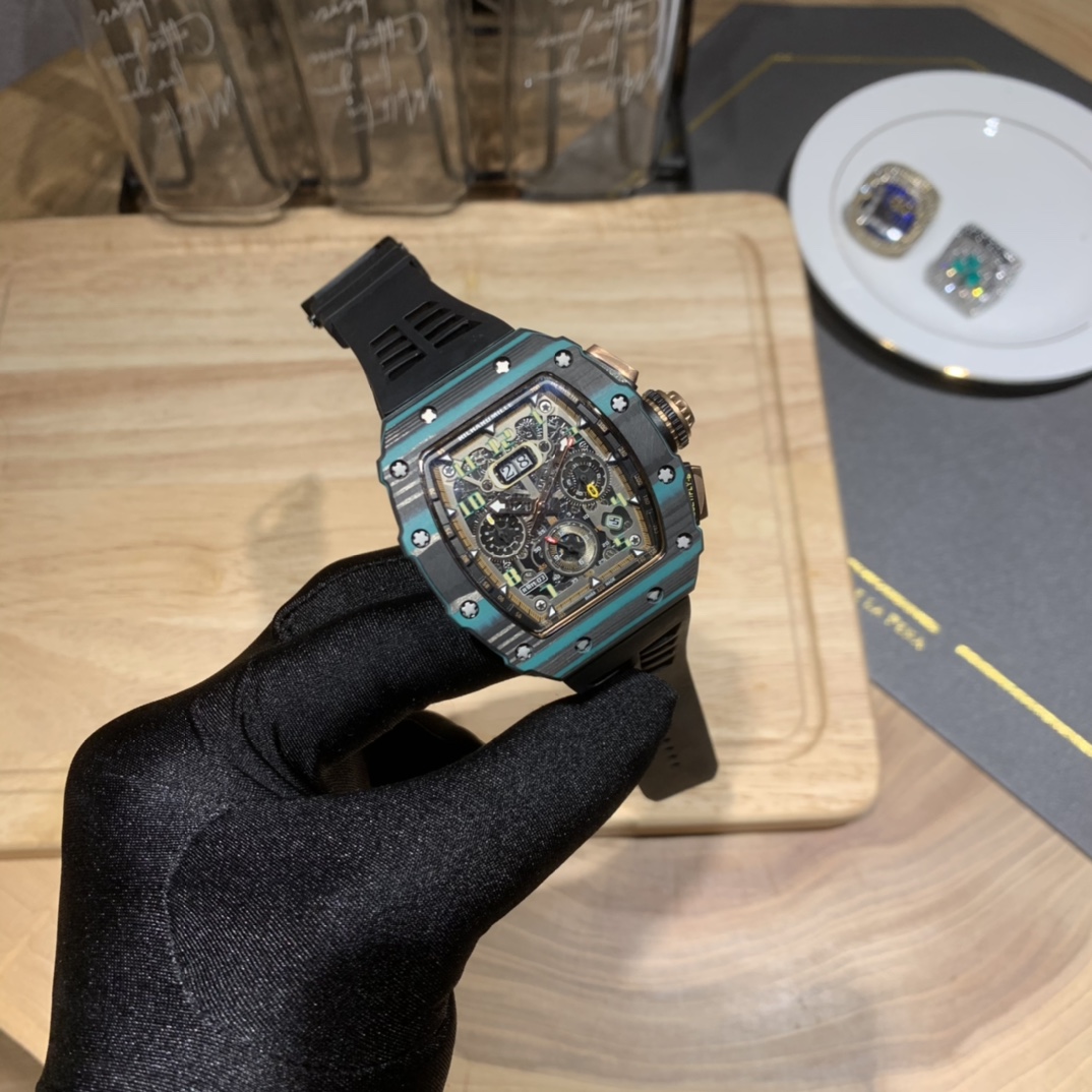 Swiss Replica Richard Mille RM 11-03 Carbon Turquoise Case Watch – Skeleton Dial Luxury Men's Timepiece