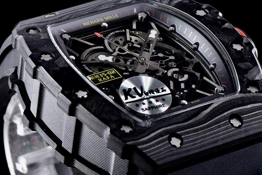 Richard Mille Replica RM 35-02 Black Imported Rubber Strap Folding Buckle