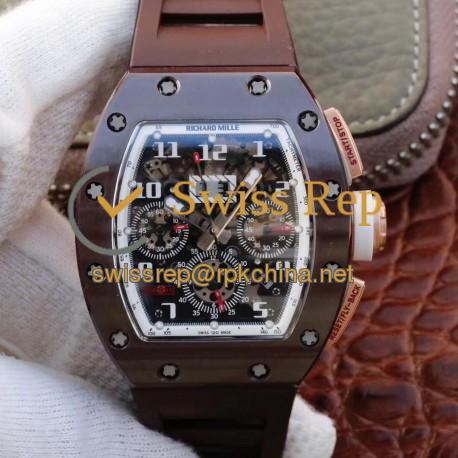 RM011-FM Felipe Massa Flyback Dubai Chrono KVF Brown Ceramic White Skeleton Dial 7750