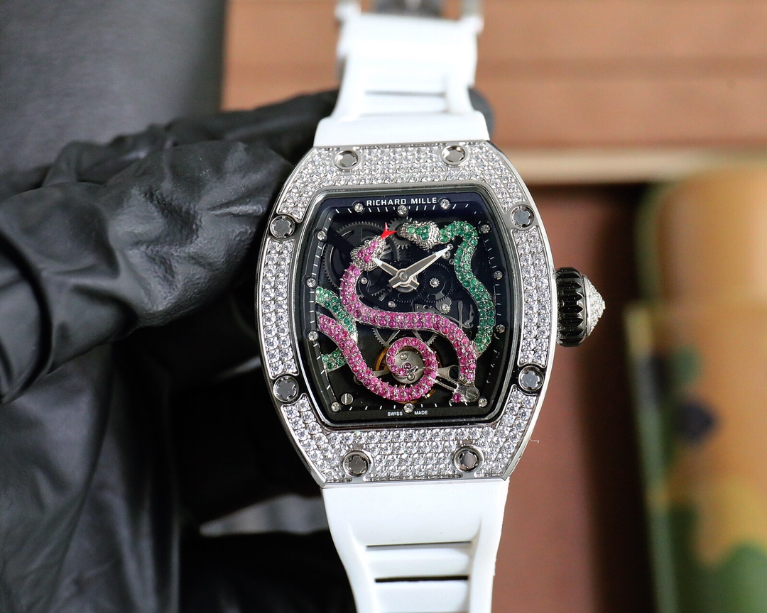Replica Richard Mille RM 026 Serpent Luxury Tourbillon Watch, Diamond White Gold Case, Double Serpent Design