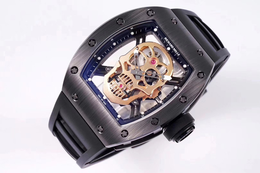 Richard Mille Replica RM 052 Black Rubber Strap Black Ceramic Material Case
