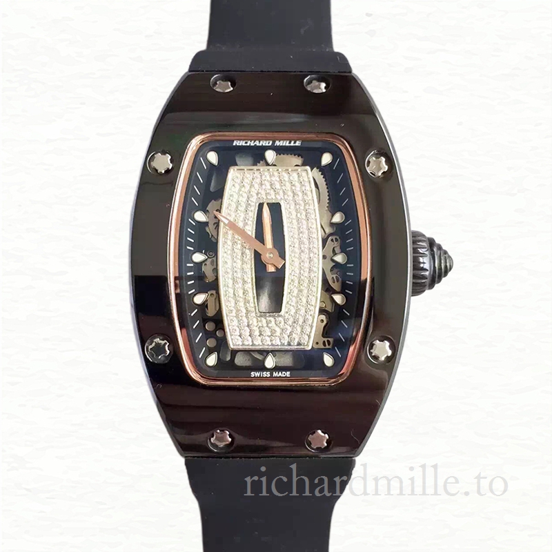 Richard Mille RM07-01 Automatic Ladies Black With Diamonds Dial Ceramics Bezel Watch