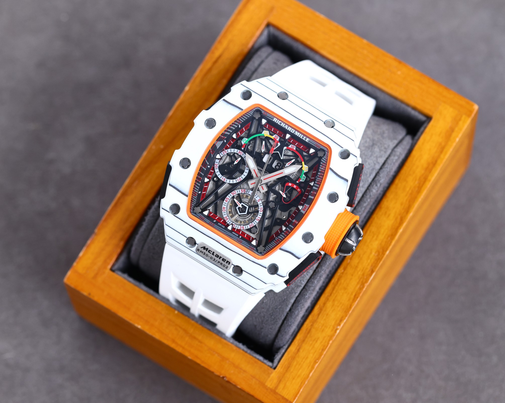 Replica Richard Mille RM50-03 Super Clone Chronograph Mechanical Watch - White Carbon Fiber Case