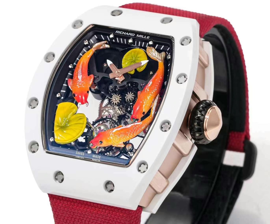 Best Replica Richard Mille RM S10 Koi Tourbillon Watch – Red Strap