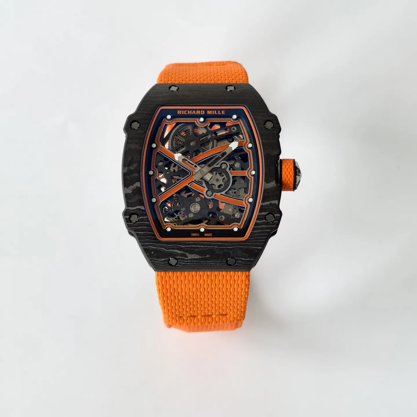 UMI Richard Mille RM 67-02 McLaren Lando Norris Black Carbon TPT Orange Fabric Strap Replica Watch