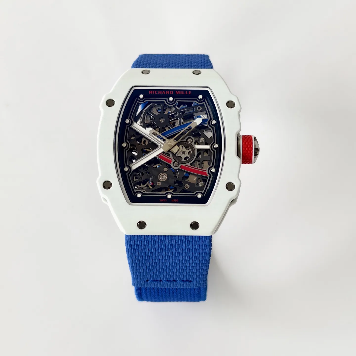 UMI Richard Mille RM 67-02 Alexis Pinturault White Quartz TPT Carbon Blue Strap Automatic Replica Watch