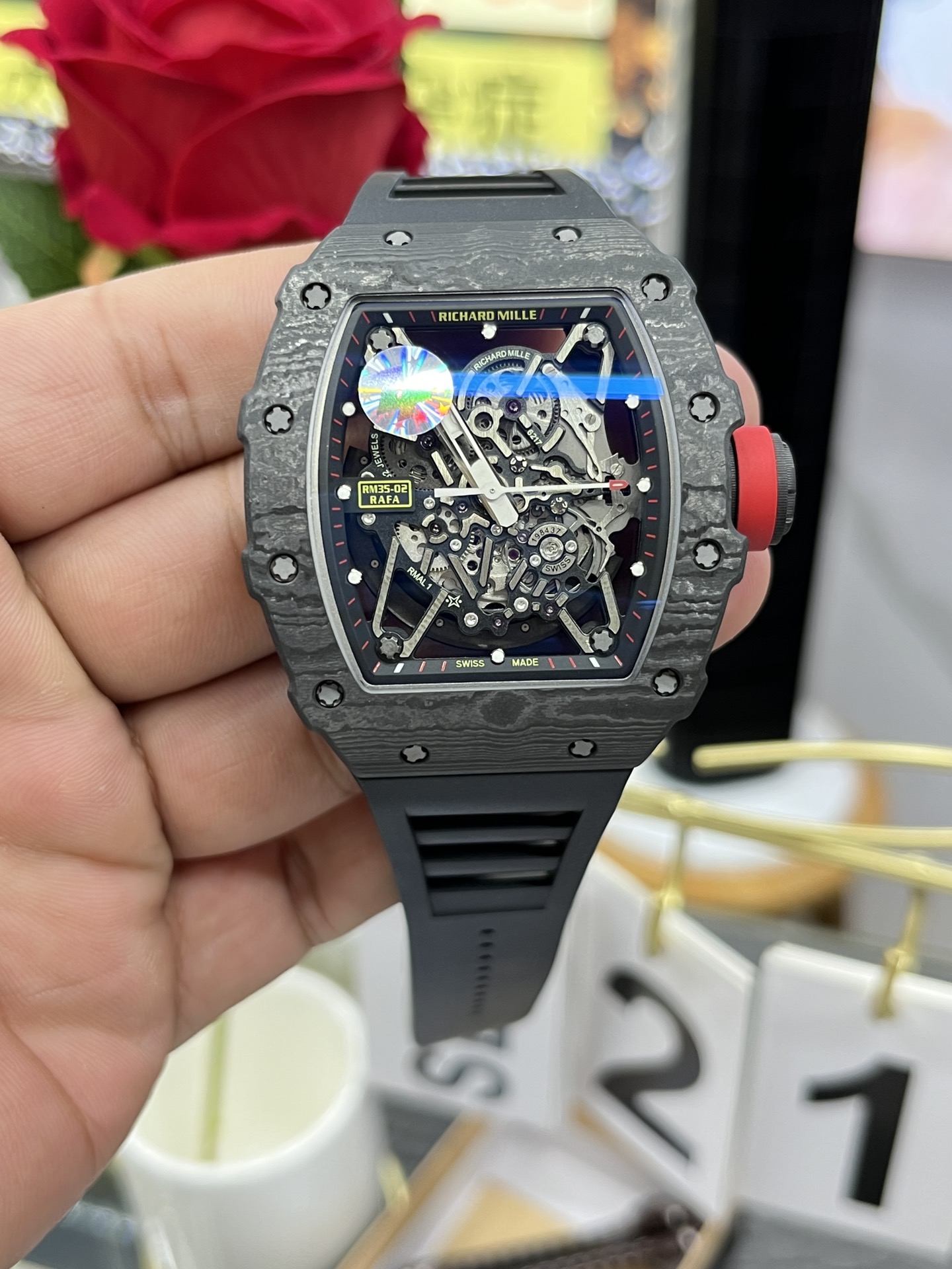 Best Richard Mille RM35-02 Carbon Fiber Skeleton Dial Swiss Replica Watch