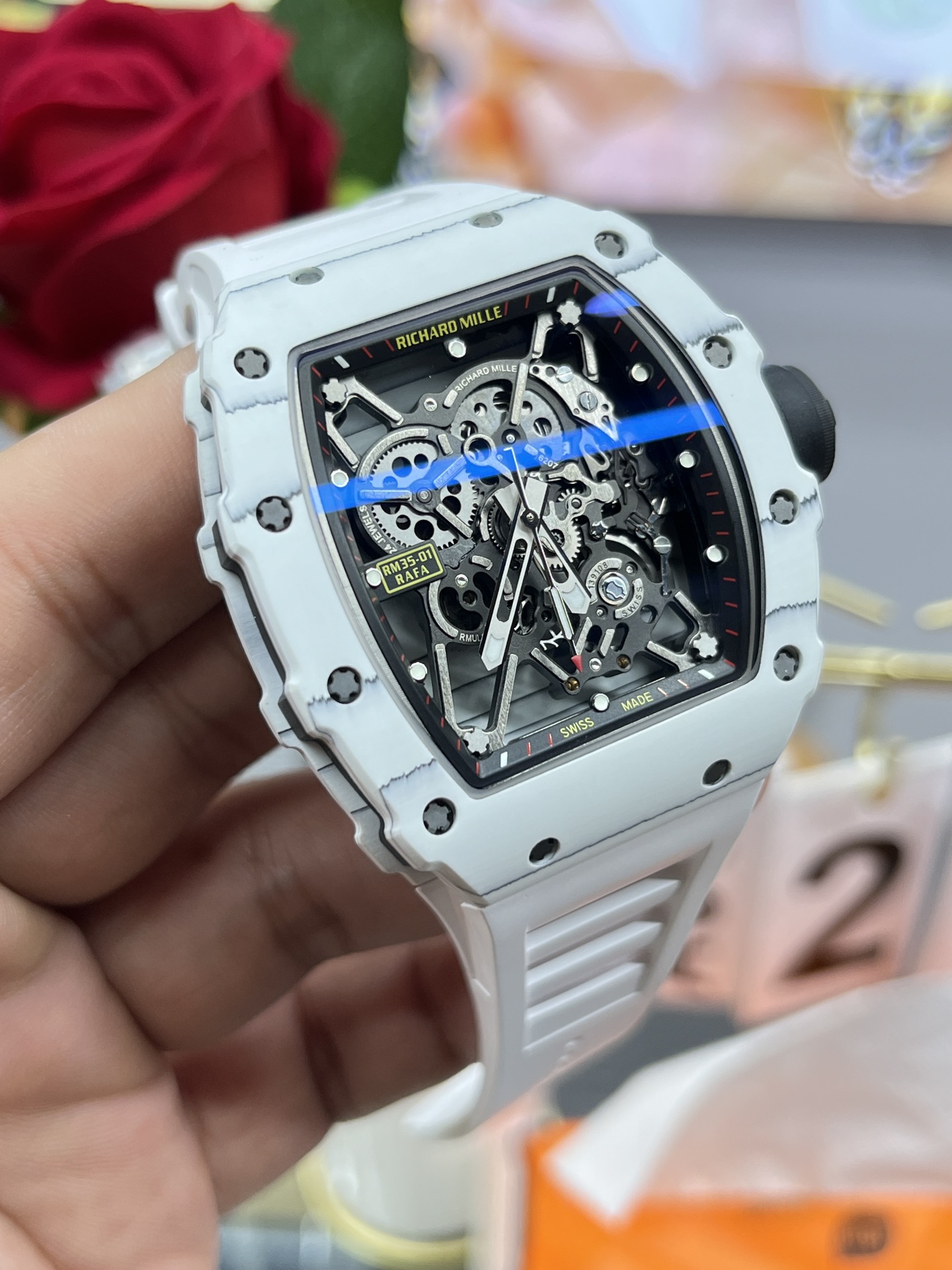 Best Replica RICHARD MILLE RM35-01 White Carbon Skeleton Dial Watch – Super Clone Quality