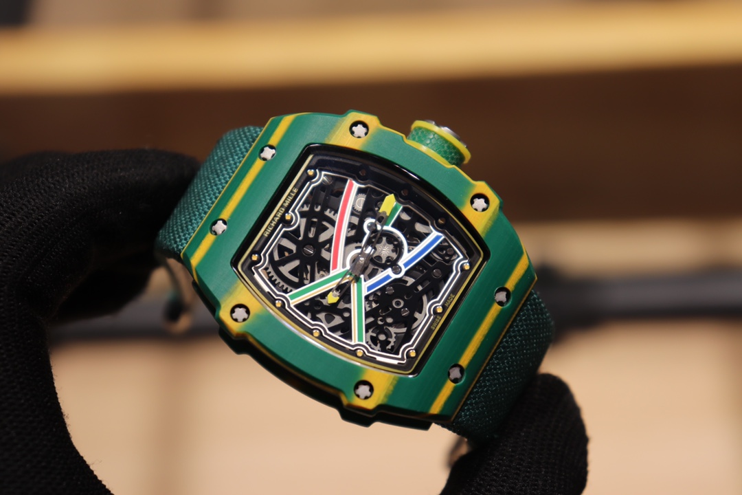 Best Replica Richard Mille RM 67-02 Skeleton Dial Watch With Green Fabric Strap