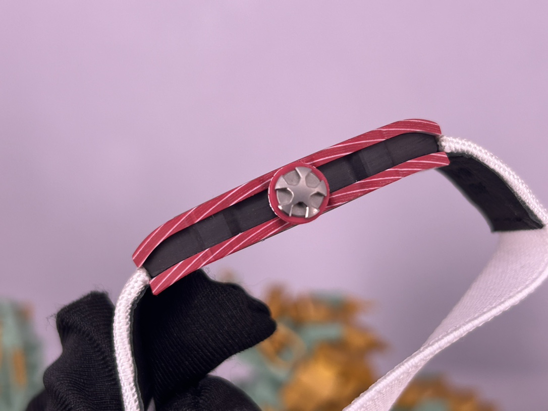 Richard Mille RM 67-02 Mutaz Barshim Replica – Stunning Red Carbon Case, Sports Watch with White Fabric Strap