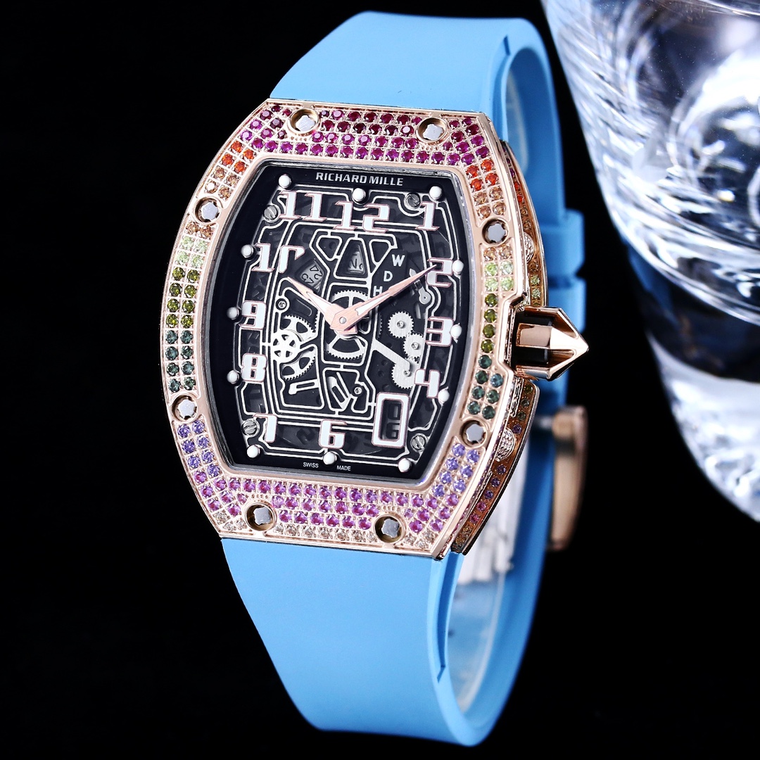 Swiss Richard Mille RM 67-01 Replica For Stylish Gentlemen – Skeleton Dial, Blue Rubber Strap, Ultra-Thin Case