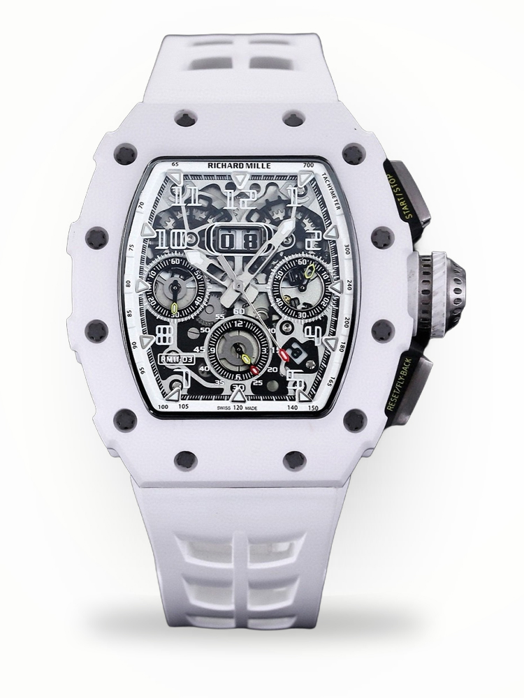 Luxury Richard Mille RM 11-03 Replica Watch | Swiss Movement | Titanium & White Ceramic | Skeleton Sport Design