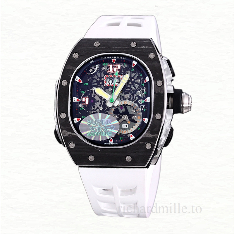 Richard Mille RM 62-01 Men Automatic Watch Carbon Fiber Transparent Dial