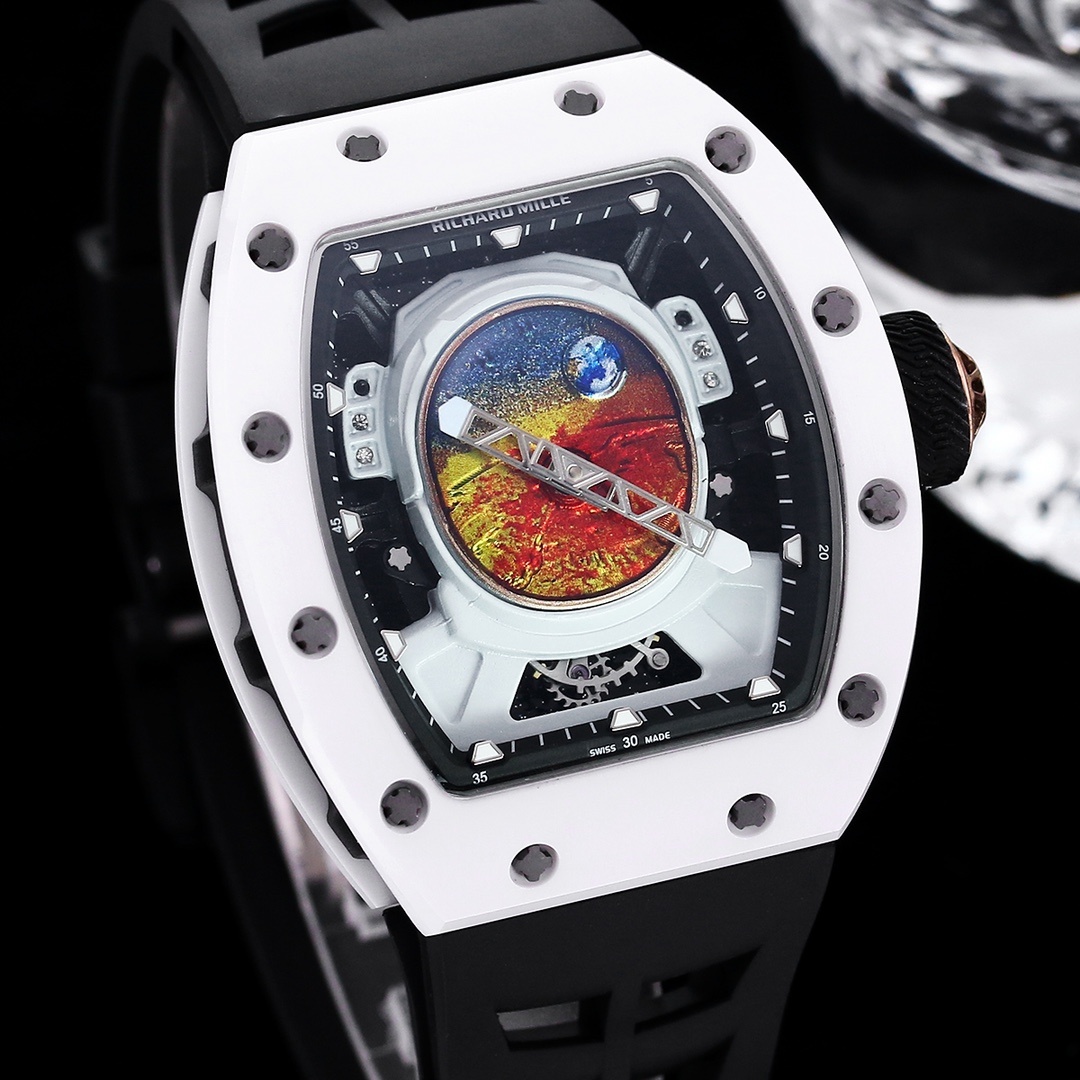 Luxury Replica Richard Mille RM 52-05 Pharrell Williams Black Strap Watch – Swiss Movement, Cosmic Dial