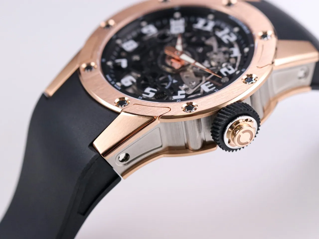 Best Replica Richard Mille RM 63-01 Dizzy Round Skeleton Dial Automatic Watch Big-Date Rose Gold Case