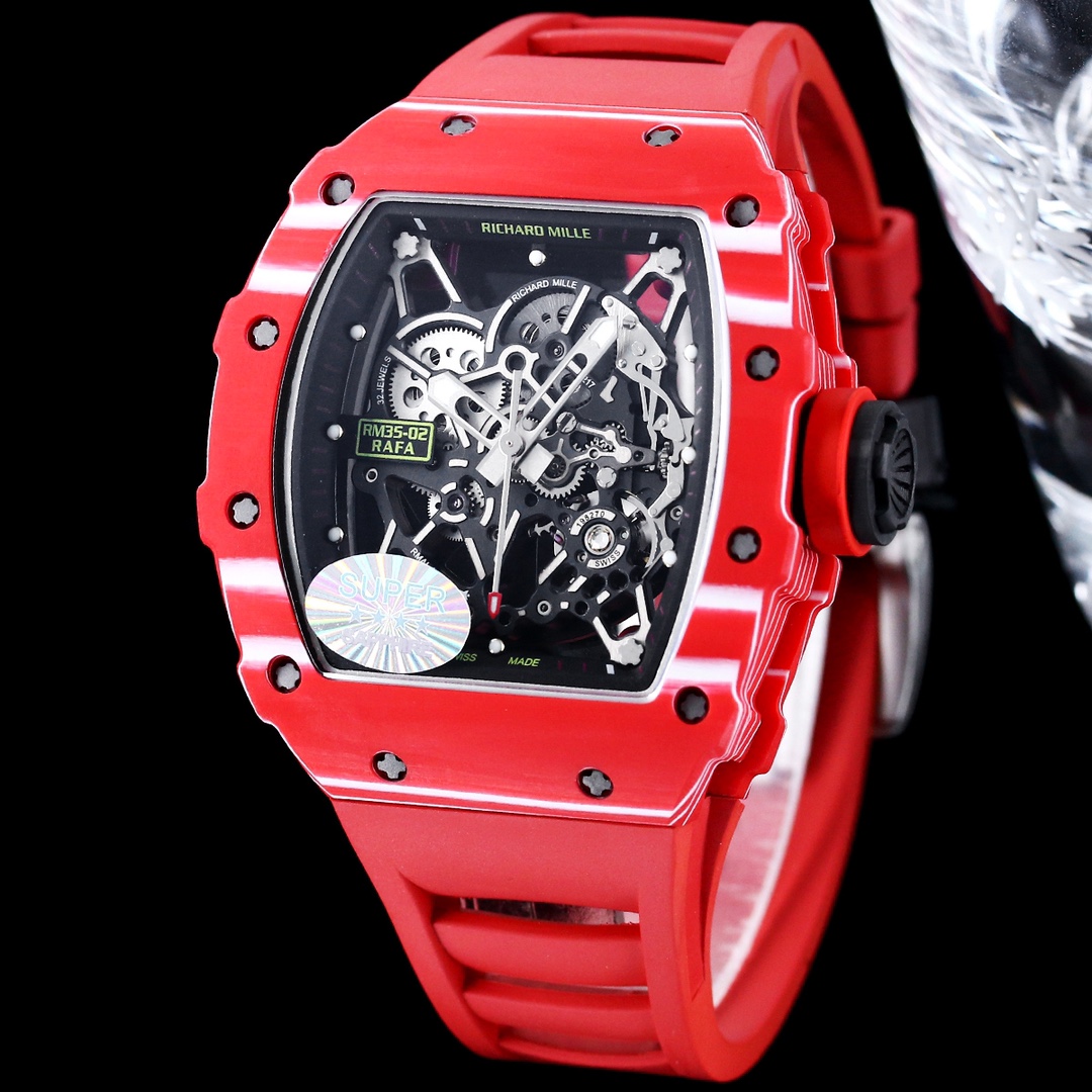 Richard Mille RM 35-02 Rafael Nadal Replica – Striking Red Carbon Case, Swiss Precision, Skeleton Watch for Bold Style
