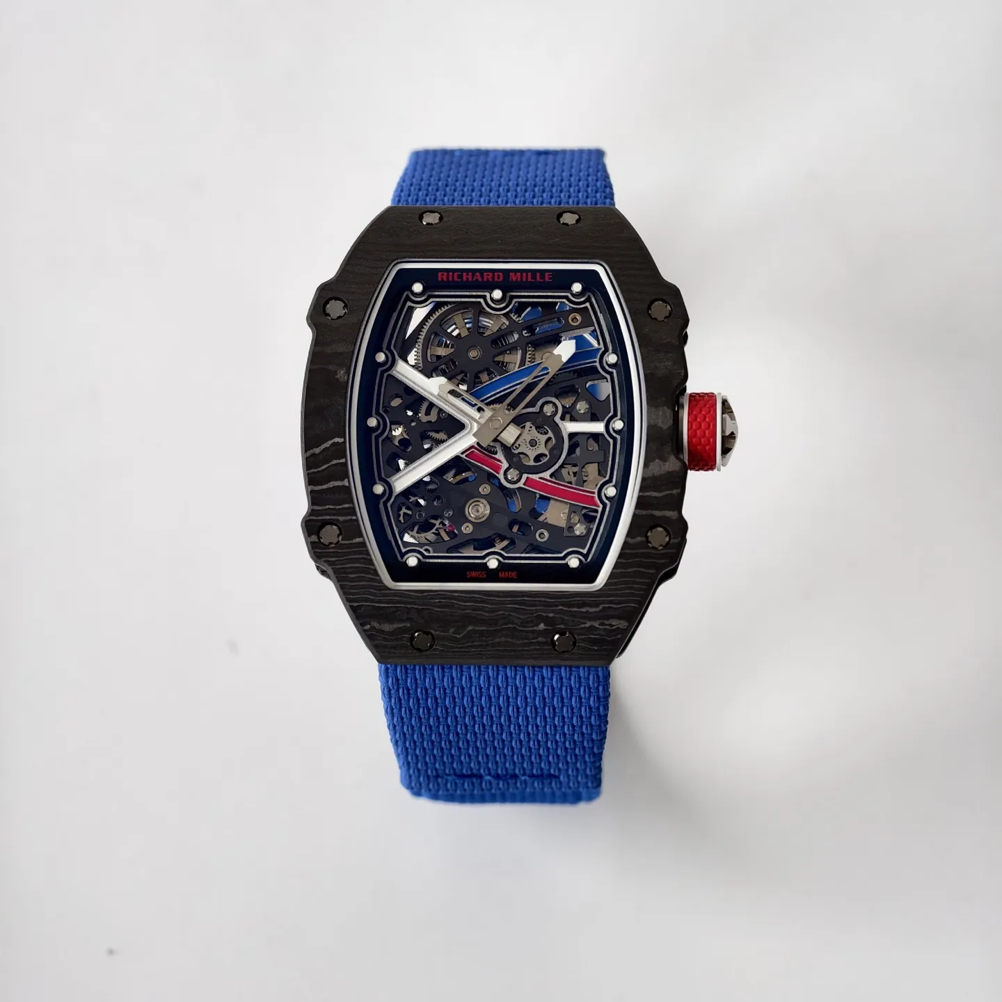 UMI Richard Mille RM 67-02 Automatic Carbon TPT Case Blue Elastic Fabric Strap Replica Watch