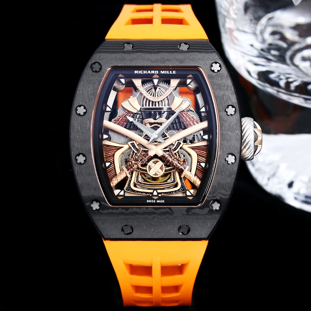 High-End Luxury Replica Richard Mille RM 47 Samurai Watch – Carbon Barrel Case, Swiss Tourbillon Movement