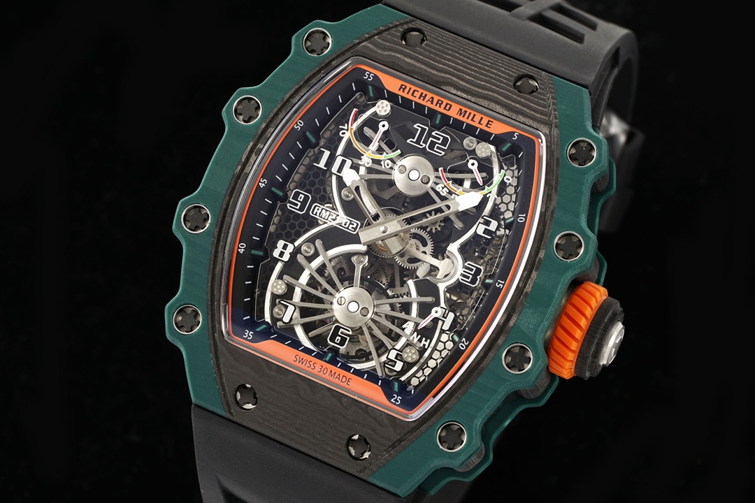 Richard Mille RM 21-02 Mechanical Tourbillon Aerodyne Quartz TPT Carbon Titanium Skeleton Dial Replica Watch
