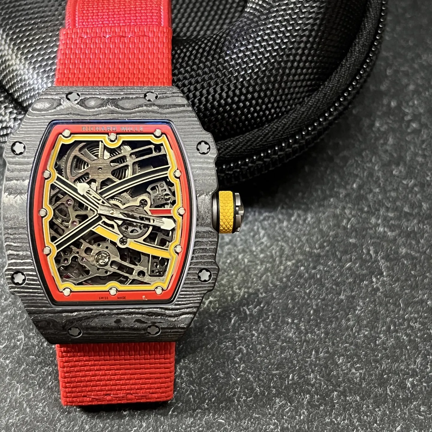UMI RM 67-02 Alexander Zverev Skeleton Red Dial Red Strap Carbon Fiber Sports Replica Watch