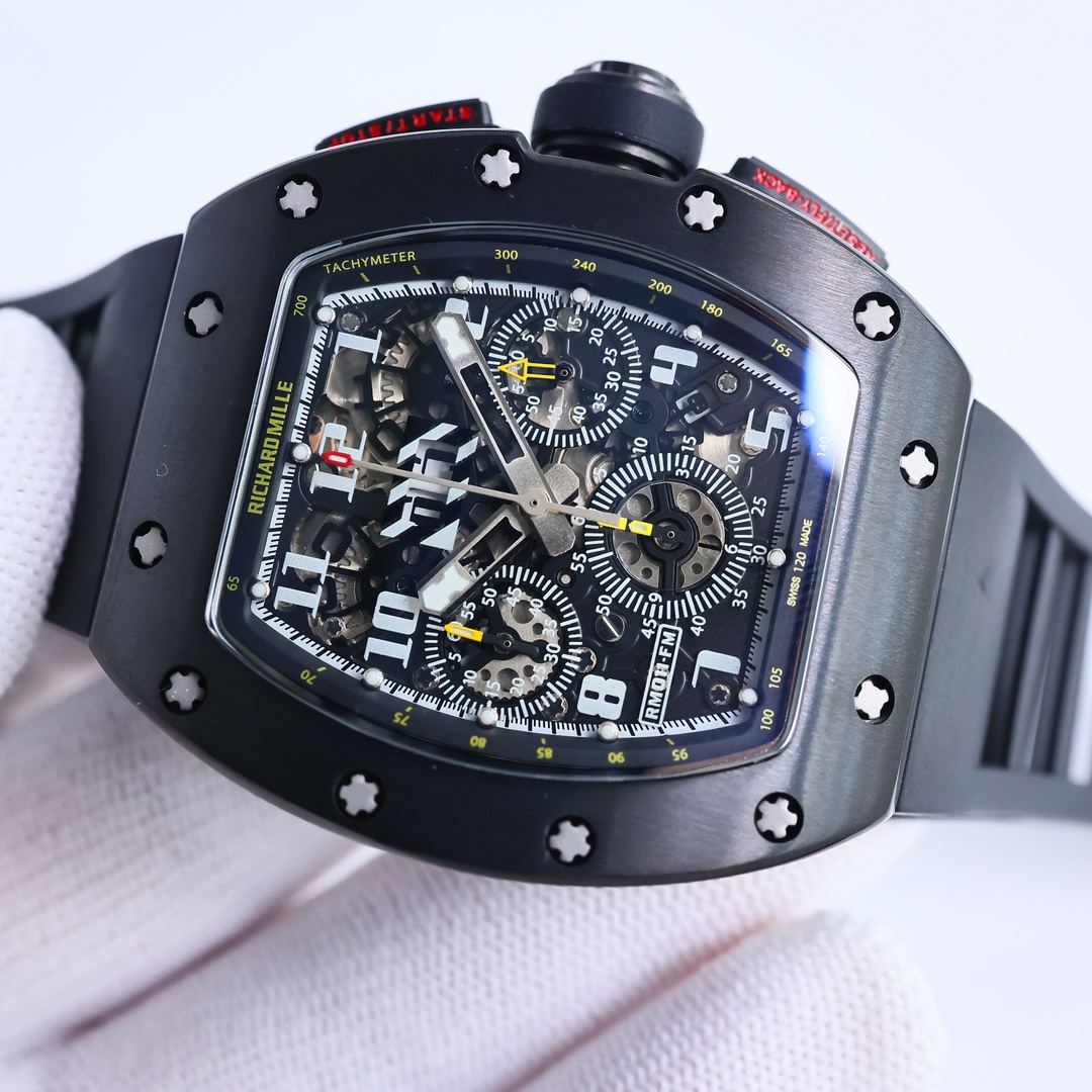 Swiss Richard Mille RM 011-FM Replica Men’s Sporty Watch – Black Rubber Strap