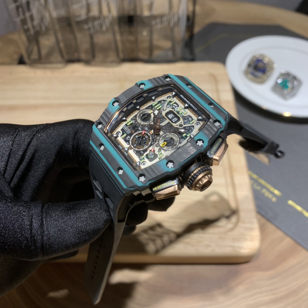Swiss Replica Richard Mille RM 11-03 Carbon Turquoise Case Watch – Skeleton Dial Luxury Men's Timepiece