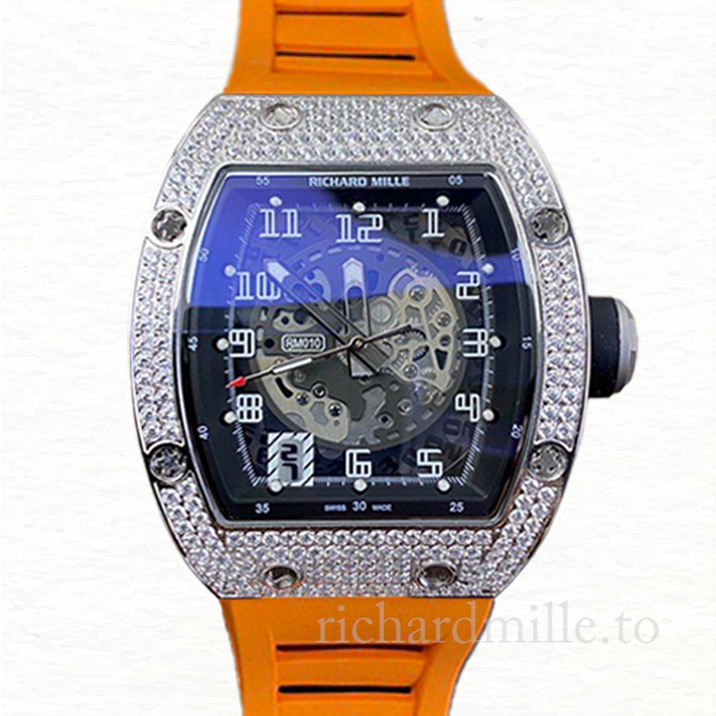 Richard Mille RM010 Mechanical Men Rubber Band Diamond Bezel