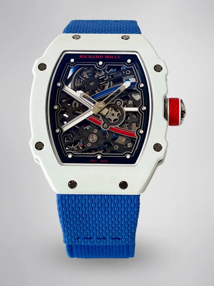 UMI Richard Mille RM 67-02 Alexis Pinturault White Quartz TPT Carbon Blue Strap Automatic Replica Watch