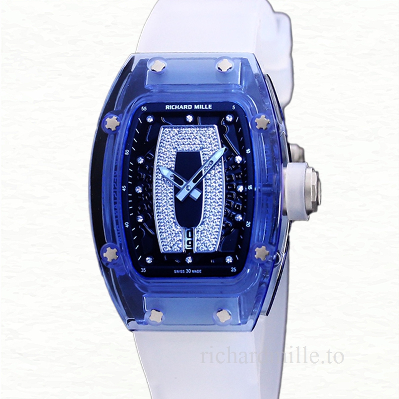 Richard Mille RM 07-02 Automatic Ladies Black With Diamonds Dial Acrylic Rubber Band