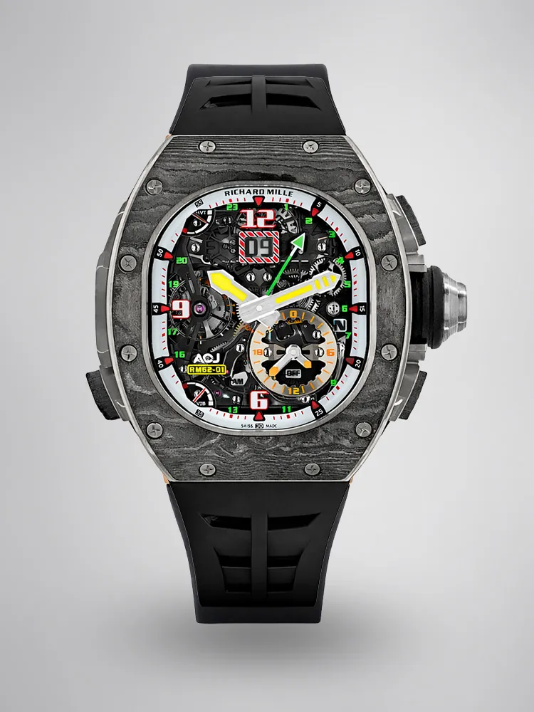 Richard Mille RM 62-01 Tourbillon Vibrating Alarm Watch Carbon TPT Case Skeleton Dial Super Clone