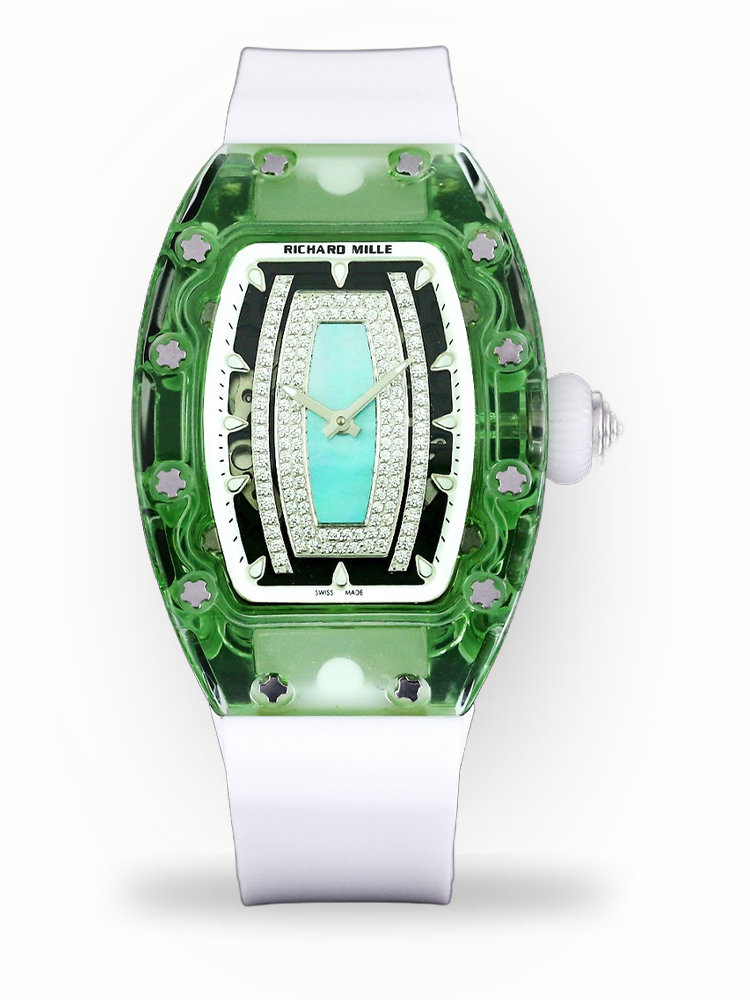 Luxury Replica Richard Mille RM 07-02 Ladies Diamond Green Bezel Watch For Elegant Women