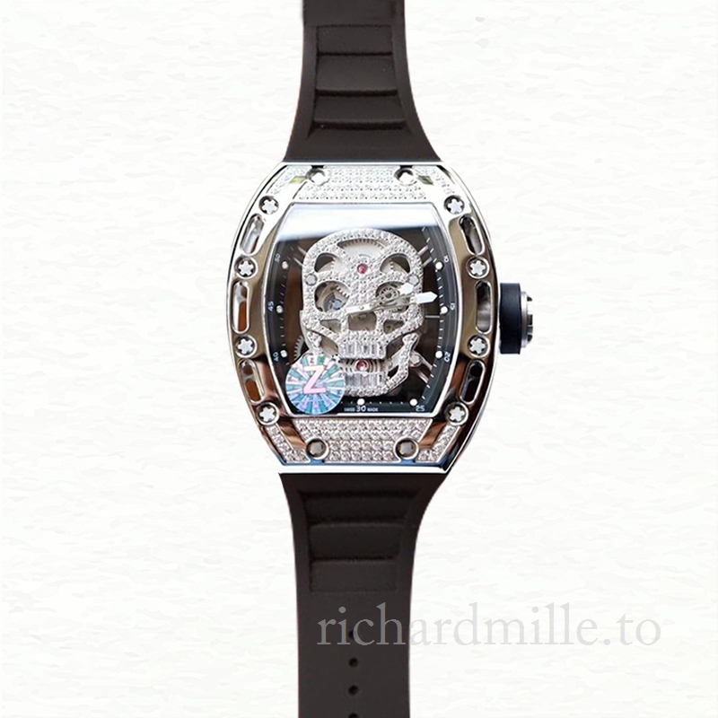 Richard Mille RM052 Men Mechanical Watch Diamonds Skull Dial
