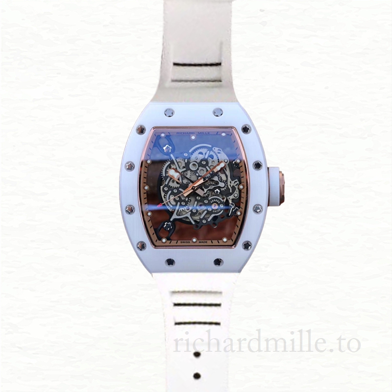 Richard Mille RM055 Men Mechanical Watch Transparent Dial Ceramics Bezel