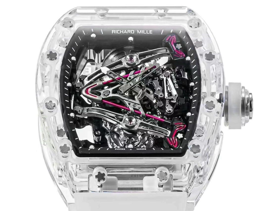 Richard Mille RM38-02 Tourbillon Replica Watch with Crystal Case - Pink Theme