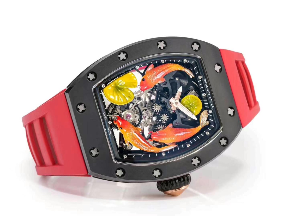 Replica Richard Mille RM S10 Koi Tourbillon Watch – Red Rubber Strap, Quality