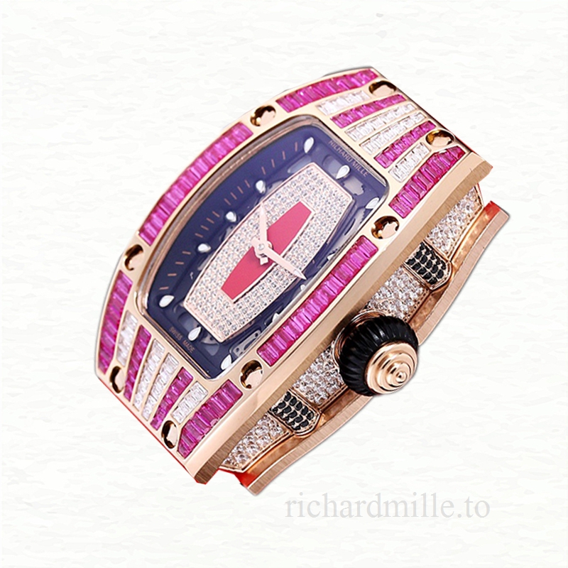Richard Mille RM 07-01 Ladies Automatic Watch Red With Diamonds Dial
