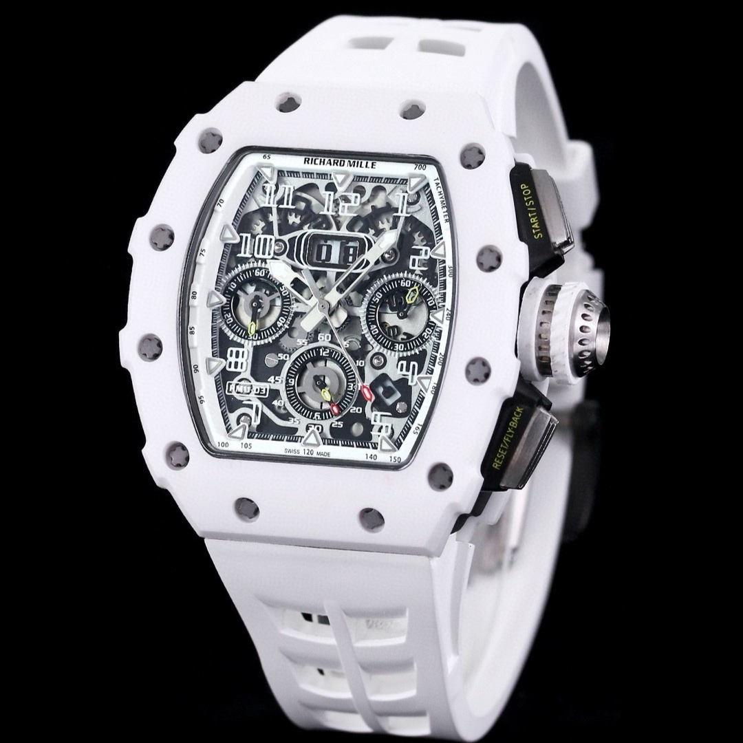 Luxury Richard Mille RM 11-03 Replica Watch | Swiss Movement | Titanium & White Ceramic | Skeleton Sport Design