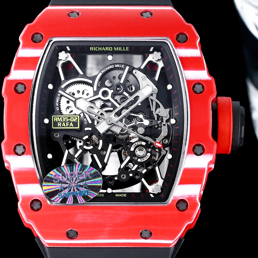 Richard Mille RM 35-02 Rafael Nadal Replica – Bold Red Case, Swiss Tourbillon Movement, Sport Watch For Men