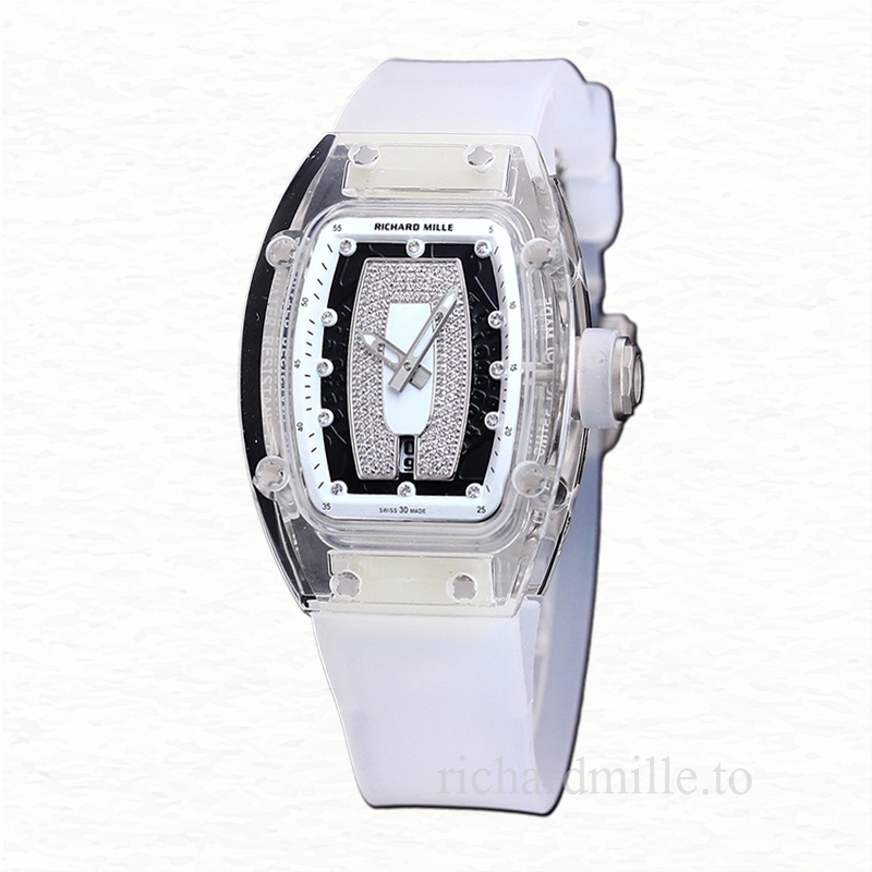Richard Mille RM 07-02 Automatic Ladies White With Diamonds Dial Rubber Band Acrylic