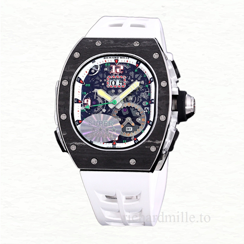 Richard Mille RM 62-01 Men Automatic Transparent Dial Carbon Fiber Rubber Band