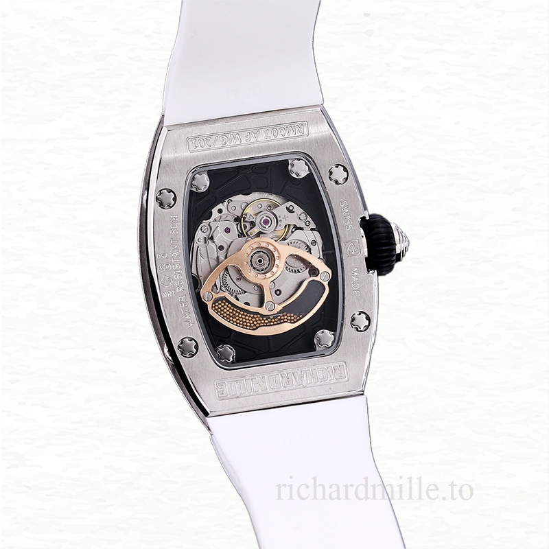 Richard Mille RM 07-01 Ladies Automatic Rubber Band Watch Red With Diamonds Dial
