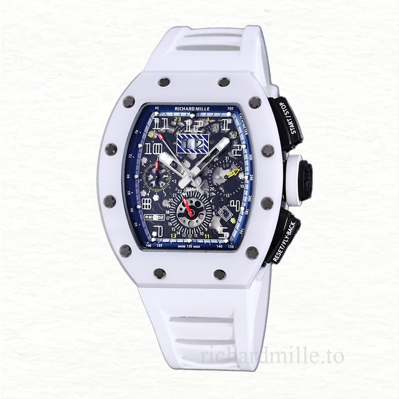 Richard Mille RM 011 Men Automatic Rubber Band Acrylic Transparent Dial